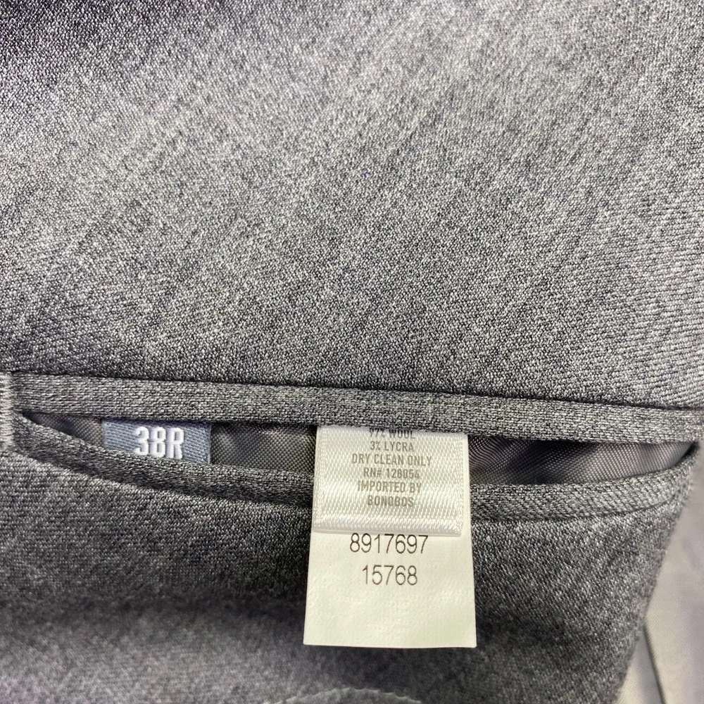 Bonobos Slim Fit Gray Wool Blend Suit Jacket Blazer 38R 15768 Preppy Career